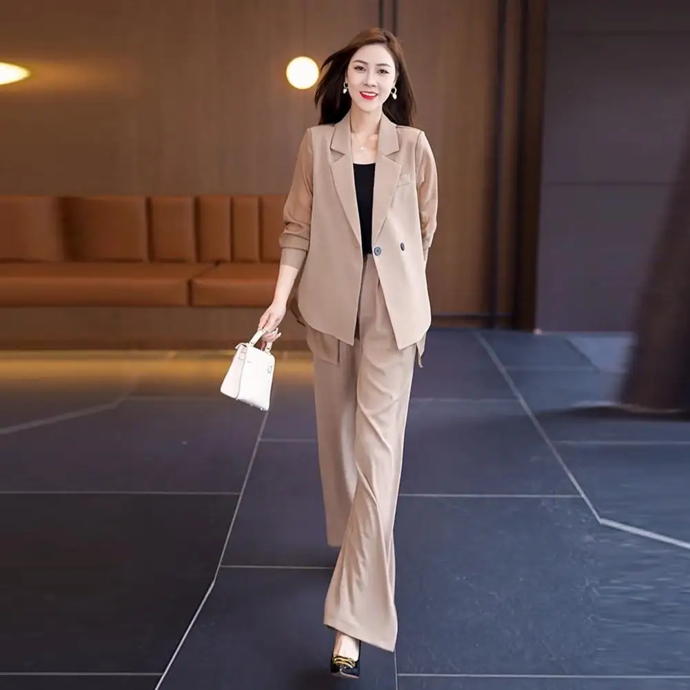 2PCS Long Sleeve Blazer Suits Fashion Spring Office Trousers Suits Solid Tracksuit 2024 Pants Office Elegant Women OL Pants Sets