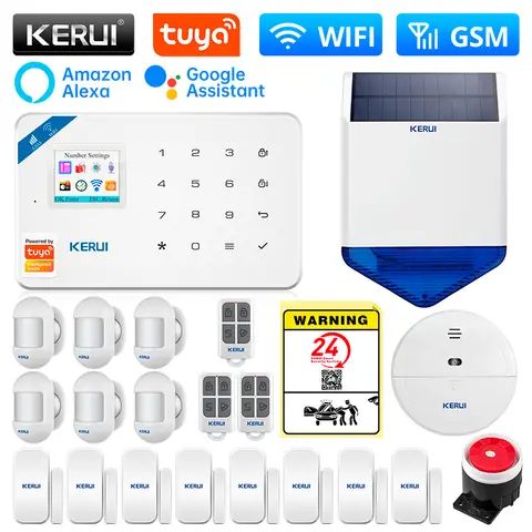 KERUI W181 WIFI GSM Home Security Alarm Kit with PIR Motion Detector Alarm System Tuya Smart Burglar Alarm Alexa Smart Life