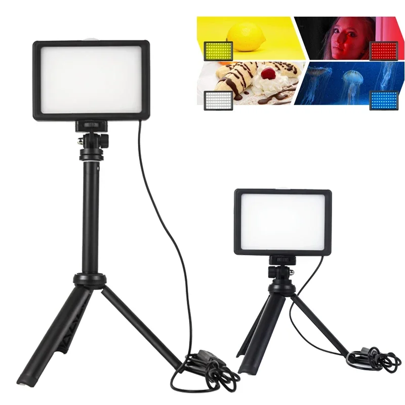 Junnx-filtro de 4 colores, iluminación fotográfica RGB de 2 piezas, luz de relleno de 66 LED con soporte de trípode ajustable