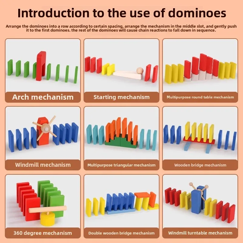 مكعبات بناء الدومينو الخشبية الكبيرة ألعاب تعليمية للأطفال في رياض الأطفال مسابقة خاصة بعمر 6 سنوات