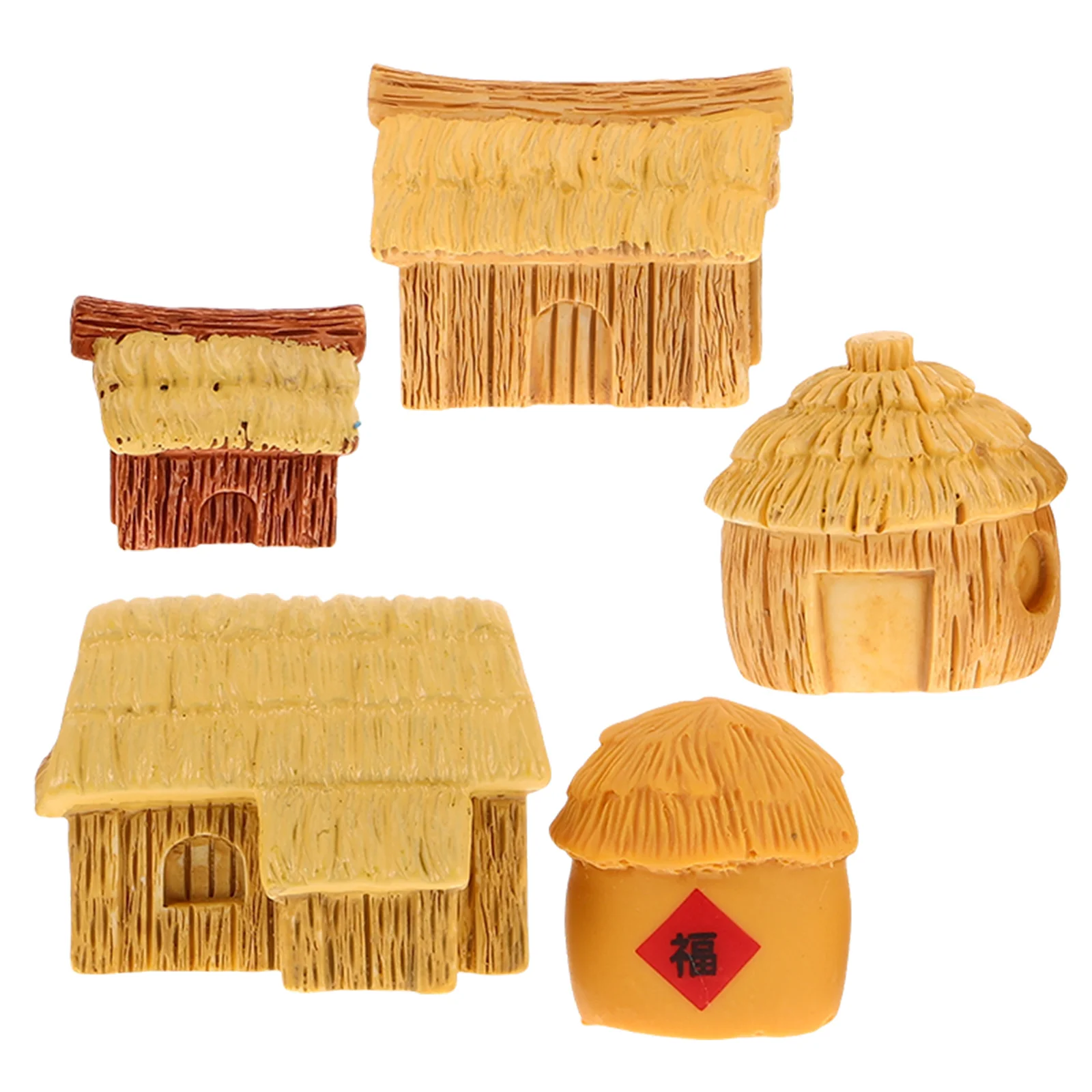 

5pcs Mini House Figurines Miniature Village Hut Figurine Cottage Fairy Garden Tiny House Micro Landscape Ornaments Accessories