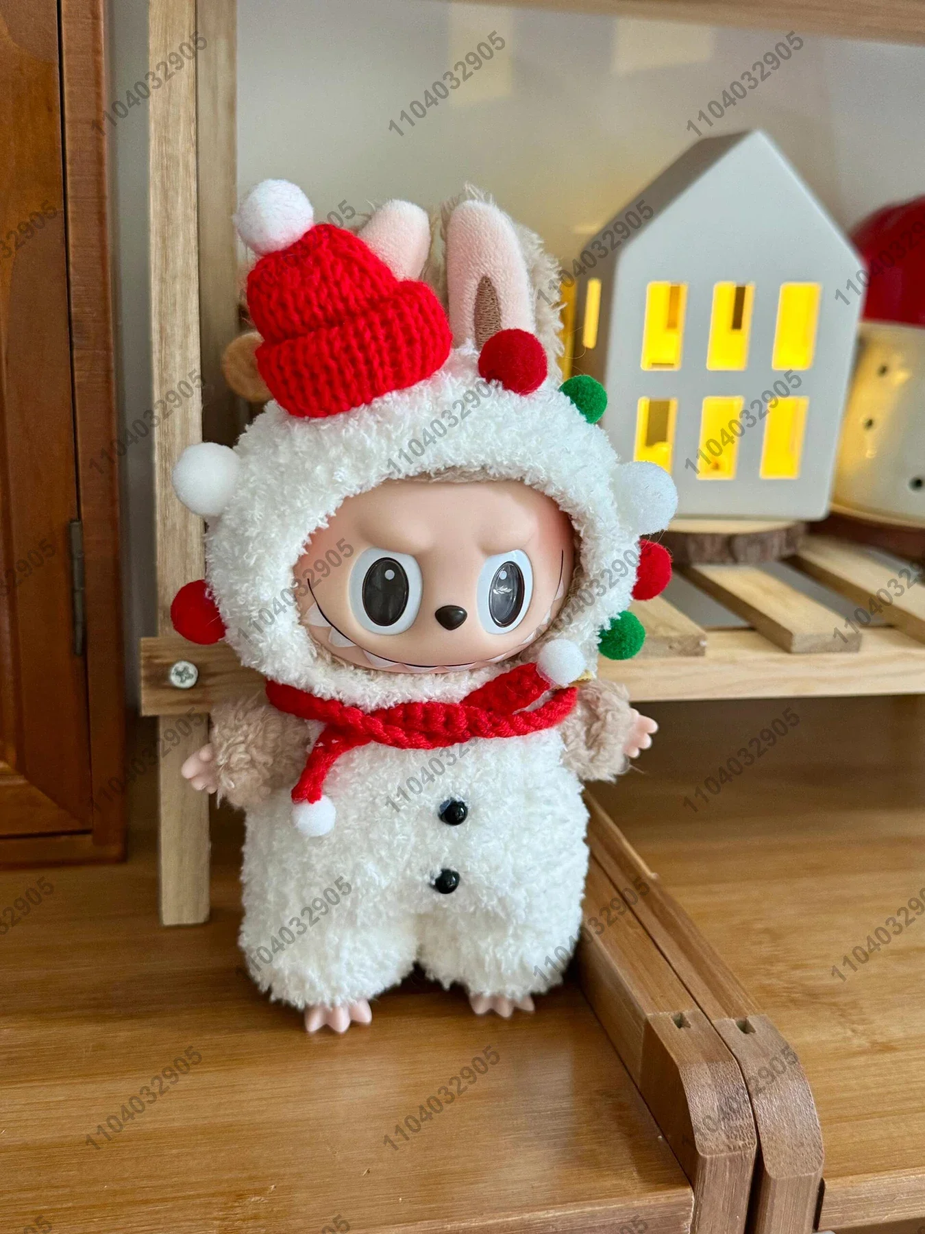 Labubu The Monster Christmas Snowman Costume Doll Clothes Vinyl Plush Doll Original Replica 1:1 Action Figure Bag Charm Pendant