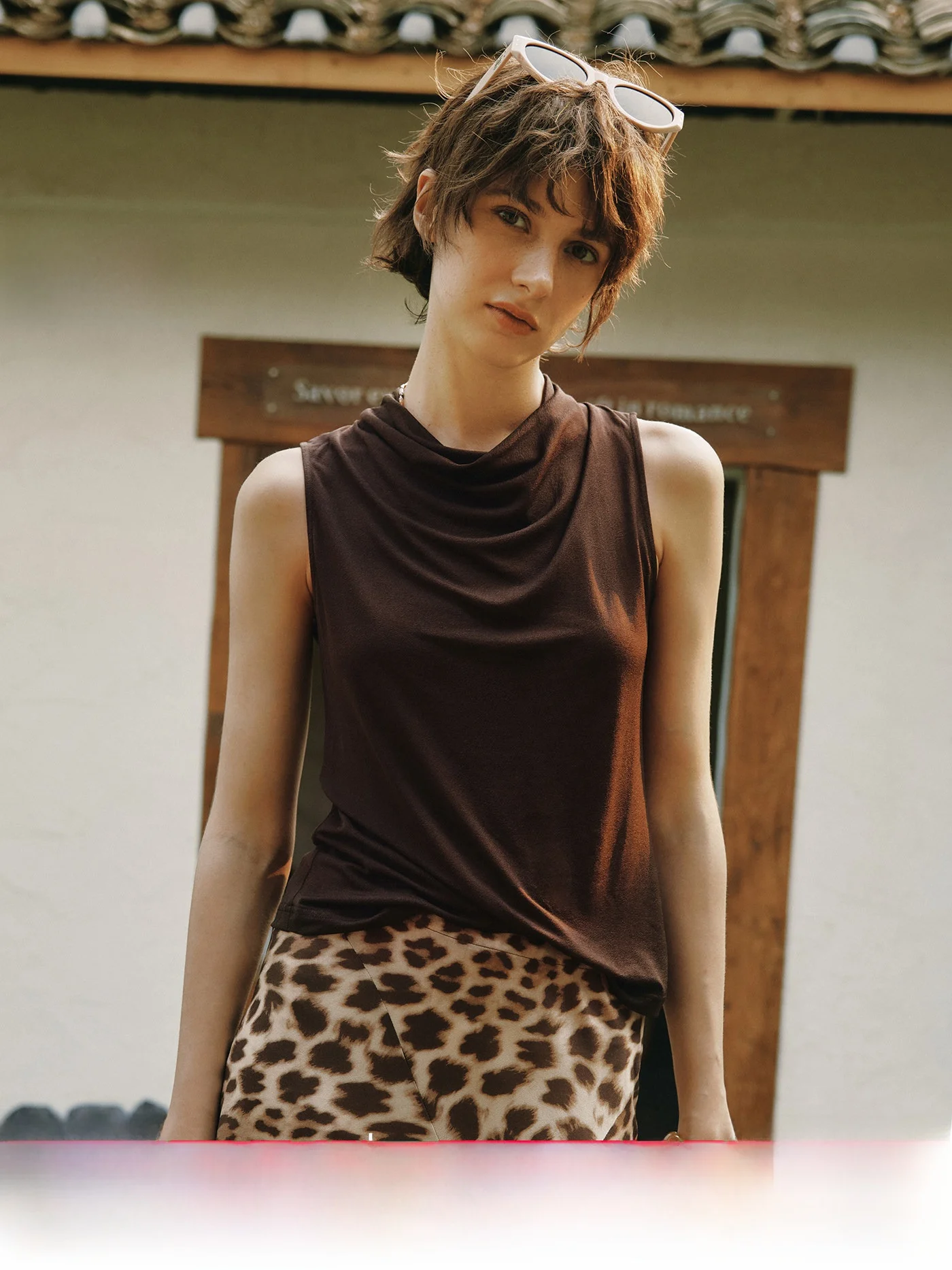 

Multi-Wear Acetate Gauze Sash Vest Women's Cool Breathable Sleeveless Top High Collar Loose Fit Fashionable Versatile