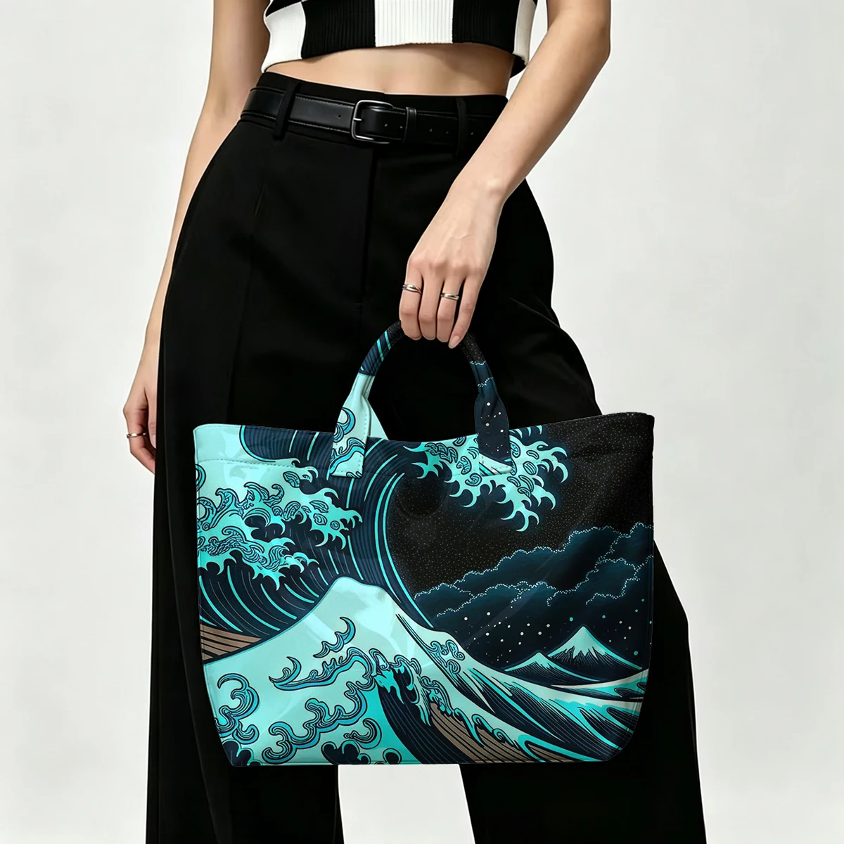 Kanagawa-oki nami-ura PVC Tote Bag Waterproof Transparent Jelly Bag Beach Bag Tote Pouch Bow Handbags Storage Bag