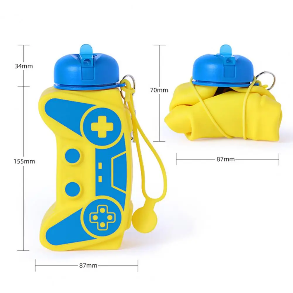 

Kids Flexible Water Bottle Foldable Game Console Shape Water Bottle with Wrist Strap for Kids Students 600ml Sport for Travel