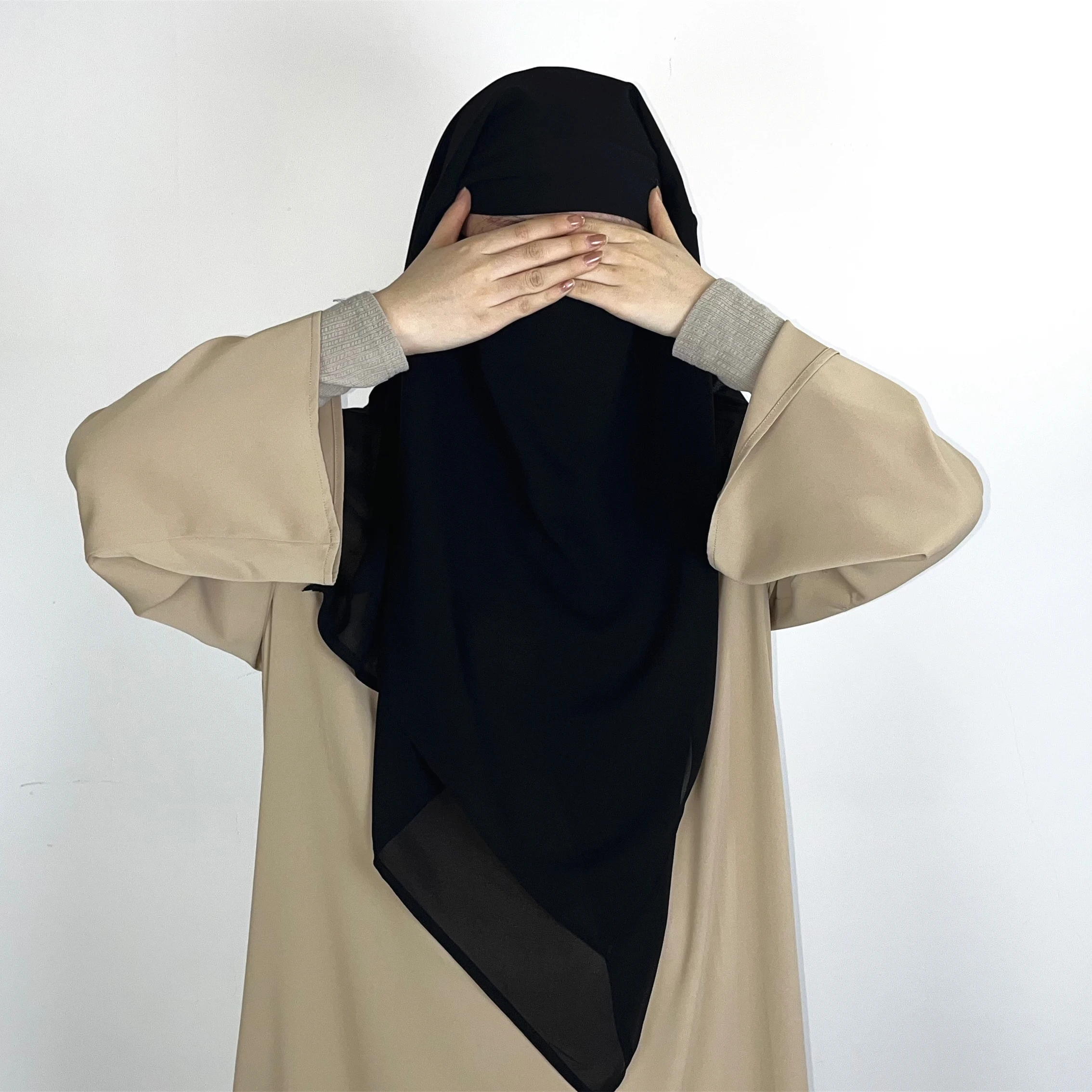 Muslim Beautiful Hijab Chiffon Front Two Layers Back Three Layers Glamour Women Abaya African Dressed For Women Scarf Women