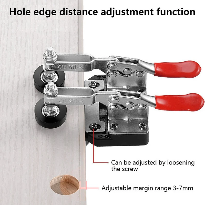 Concealed Positioning Hinge Hole Punch Door Cabinet Hinge Jig Punch Kit 35Mm Door Cabinet Hinge Jig With 2 Retaining Clips