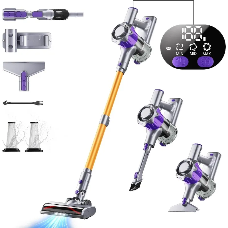 Cordless Vacuum Cleaner, 450W 40Kpa Powerful Stick Vacuum, Up to 50Mins Rechargeable Battery, Vacuum Cleaners