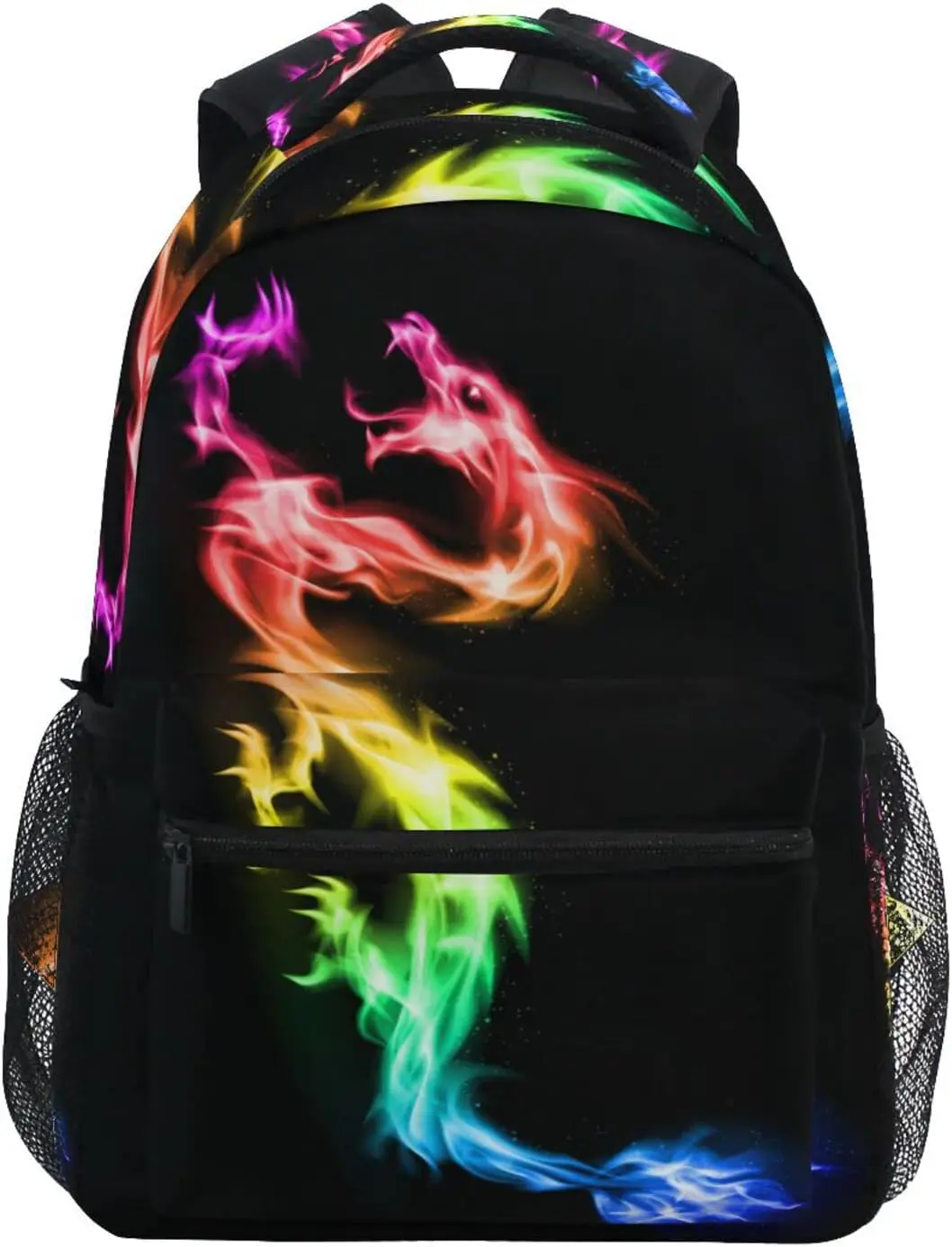 

Fire Rainbow Dragon School Backpack Stylish Bookbag for Boys Girls Elementary School Casual Travel Bag Computer Laptop Daypack