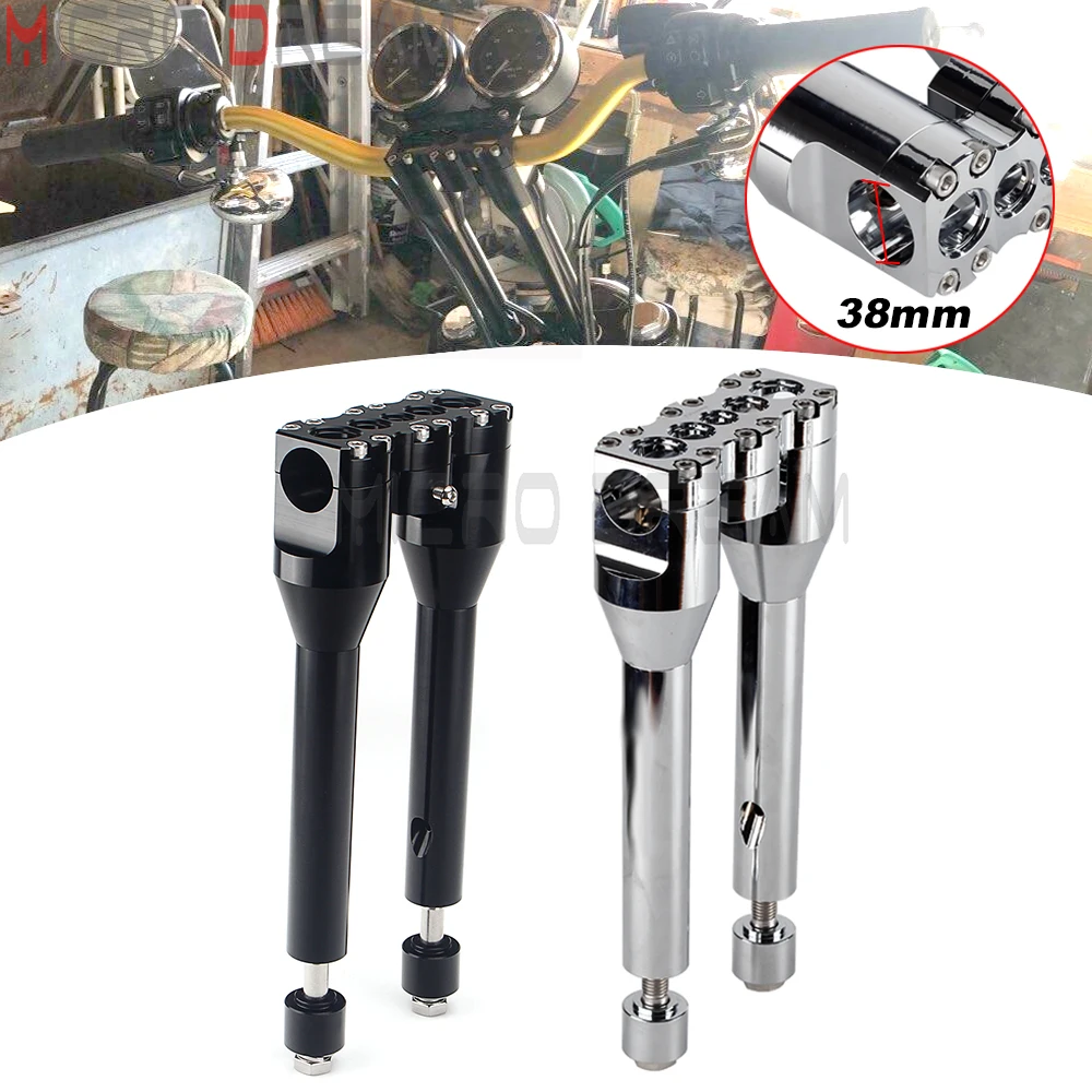 

10"+1" Handlebar Riser Kit Club Style Upright Modular Riser Bar Mount Clamp 1-1/2" 38MM for Harley Bobber Sportster XL883 XL1200