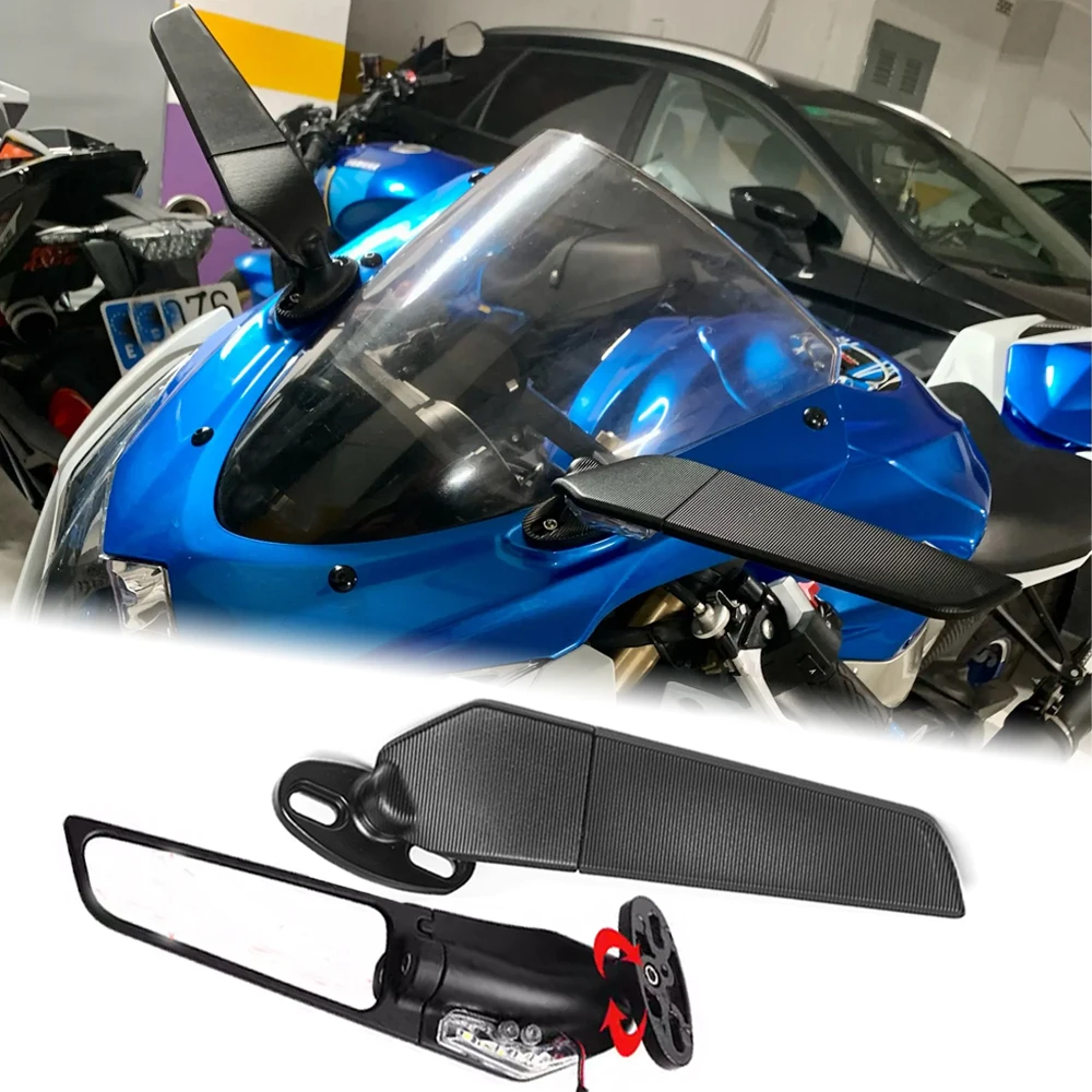 

GSXR1000 Rearview Mirrors for Suzuki GSXR GSX-R 1000 Rear View Side Mirror with Turn Signal Lights Wind Wing Adjustable Rotating