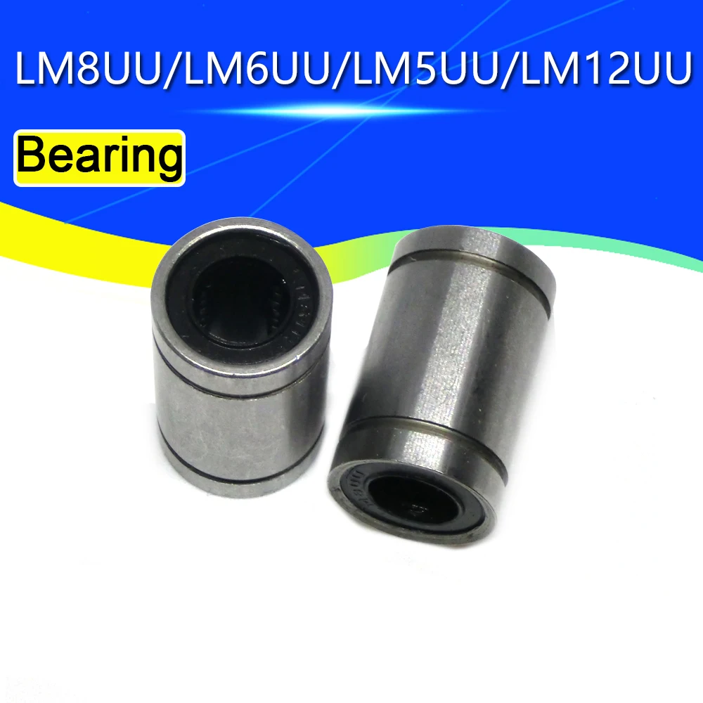 2Pcs LM8UU LM10UU LM16UU LM12UU Linear Ball Bearing Linear Bushing 8mm Rods Liner Rail Linear Shaft Parts DIY CNC 3D Printer