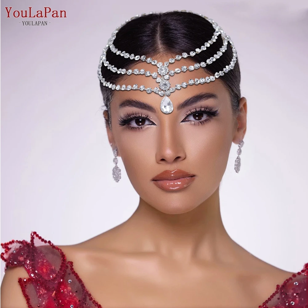 

YouLaPan Woman Headband for Party Forehead Head Chain with Comb Wedding Hair Accessories Head Jewelry Bridal Headpiece HP593