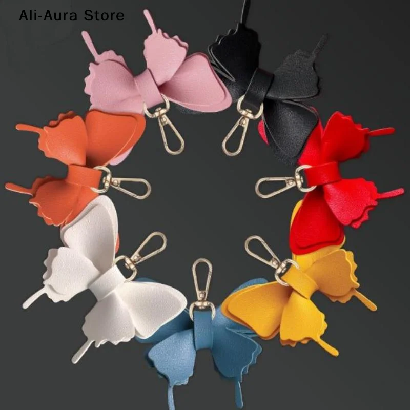1Pcs PU Leather Butterfly Keychains With Vibrant Assorted Colors And Sturdy Metal Clasp Perfect For Decorating Backpacks Purses