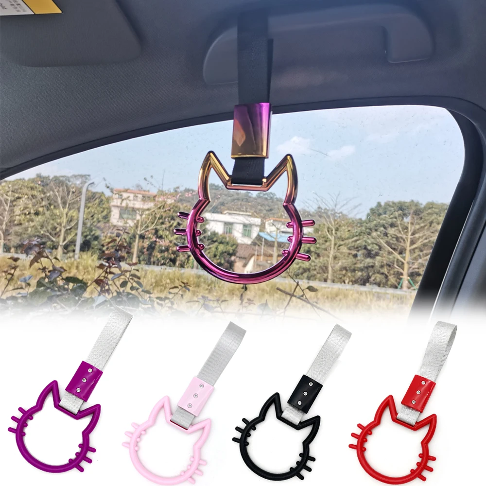 1Pcs Jdm Tsurikawa Ring Cat Car Accessories Car Trailer Strap Static Device Warning Rings Interior Pendant Decoration Gifts