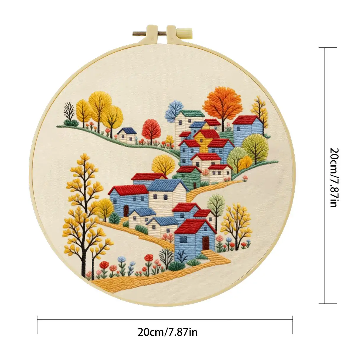 1 Stück 20X20CM/15X15CM 7,87/6,3 Zoll Stickerei-Starter-Kit für ländliche Gebiete DIY-Kit DIY-Stickerei-Kit Handarbeiten Nadelkunst – Detail 4