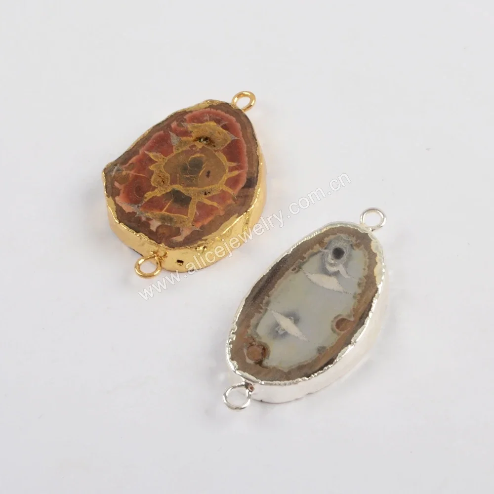 

5Pcs Irregular Natural Stone Double Hole Facted Connector Pendant Bohemia DIY Bracelet Necklace Jewelry Making Free Shipping