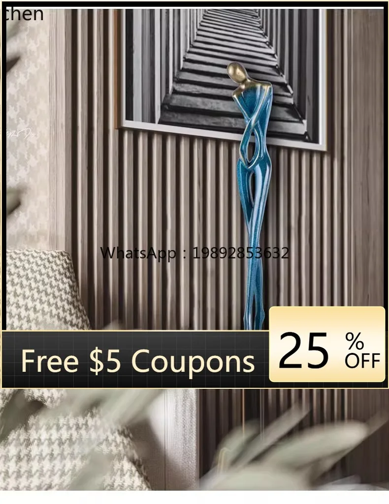 

figure ornament, vertical height art decoration floor sculpture next to the TV cabinet in the entrance of the living room