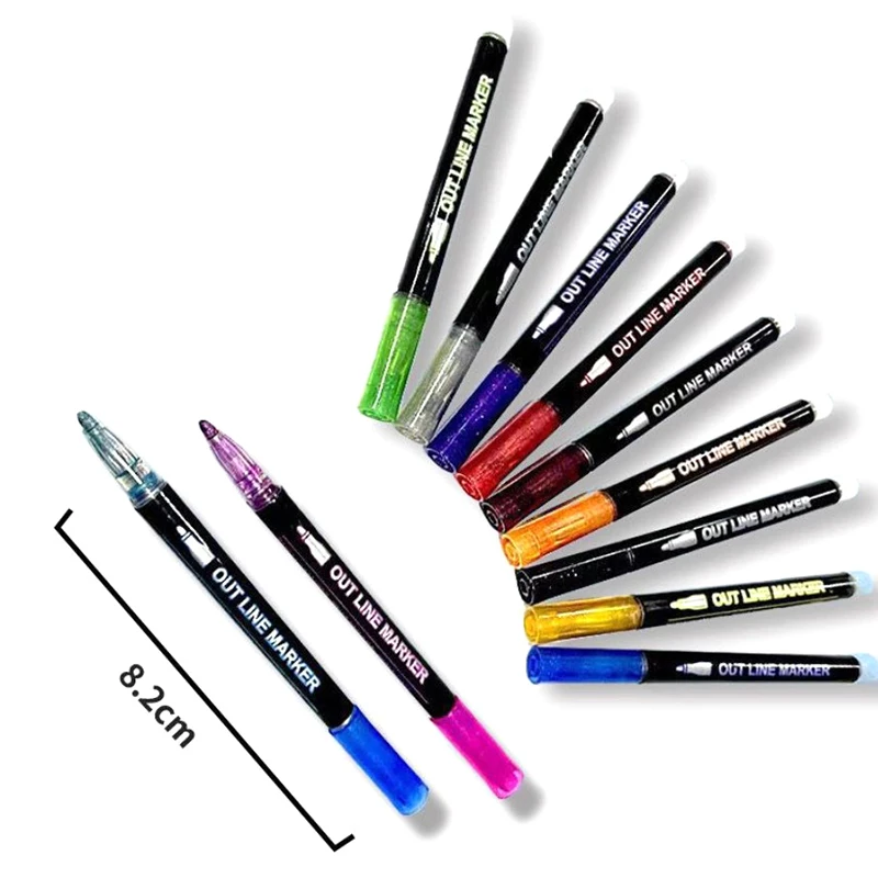 8/24/36 Colors Double Line Outline Pens,Self-Outline Metallic Markers Glitter Writing Drawing Pens For Christmas Card Writing