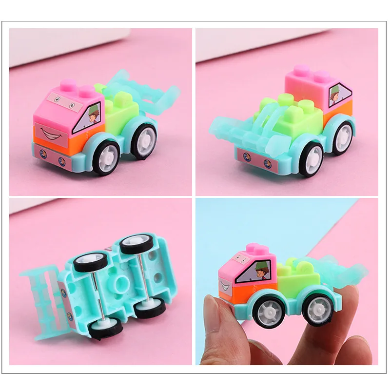 Puzzle Mini véhicule à tirer, voiture de dessin animé, jouets de fête d'anniversaire pour enfants, modèle éducatif amusant pour garçons, jouet en plastique, cadeaux