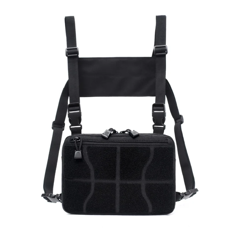 Bolso de pecho ajustable para hombre, chaleco de nailon 1000D, aparejo de pecho, ropa de calle Hip Hop, bolso de hombro funcional, riñoneras, novedad de 2024