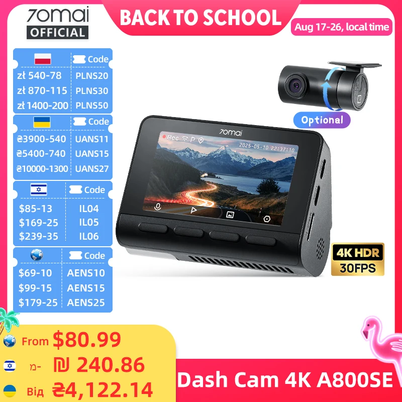 70mai A800SE 4K Dash Cam mit Sprachsteuerung