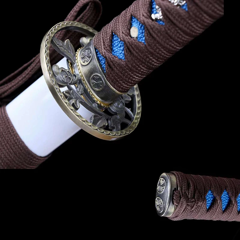 Custom Training Sword,Home Decoration, Full Size  Japanese Katana, Straight Ninja's Sword, Metal Tsuba,White Color
