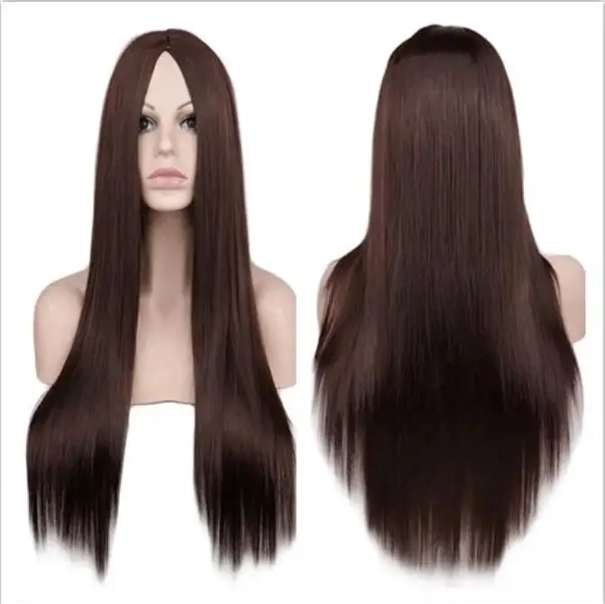 Perruque Synthétique Longue Droite pour Femme, Cheveux Naturels, Cosplay, Partie Centrale, Ligne, Degré de Chaleur, 03/Fashion