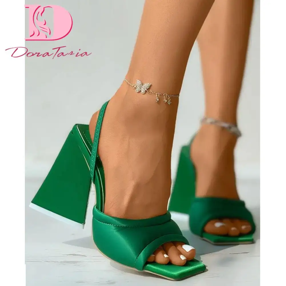 DoraTasia Brand New Ladies Chunky High Heels Solid Sandals Party Office Thick Heels Summer women's Sandals Party Shoes Woman