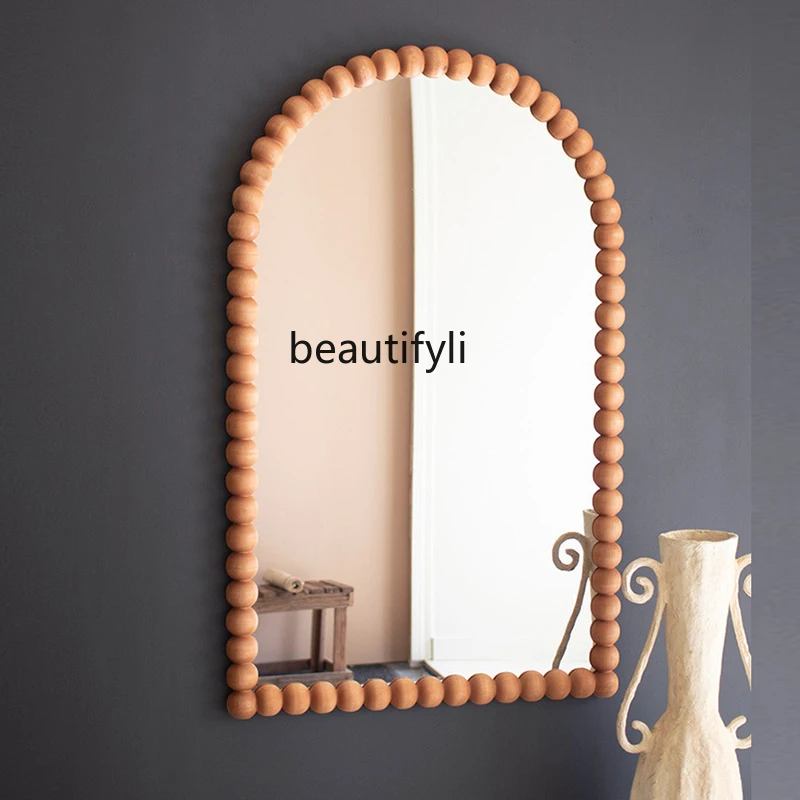 

French Retro Bathroom Mirror Wall-Mounted Arch Toilet Toilet Dressing Mirror