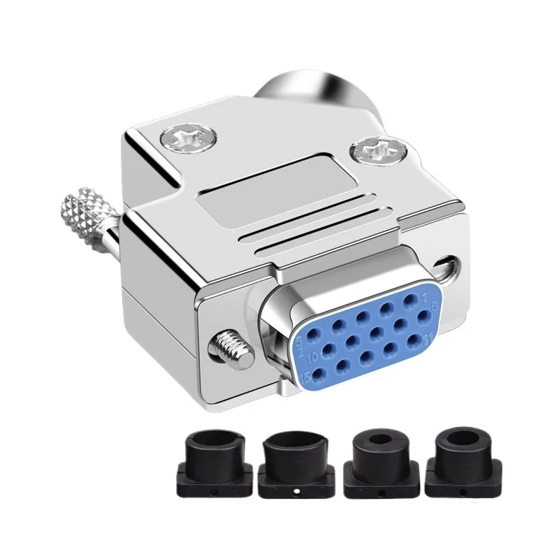For VGA solder head, oblique angle 45 degrees side outlet plug connector 3 rows of 15-pin connectors