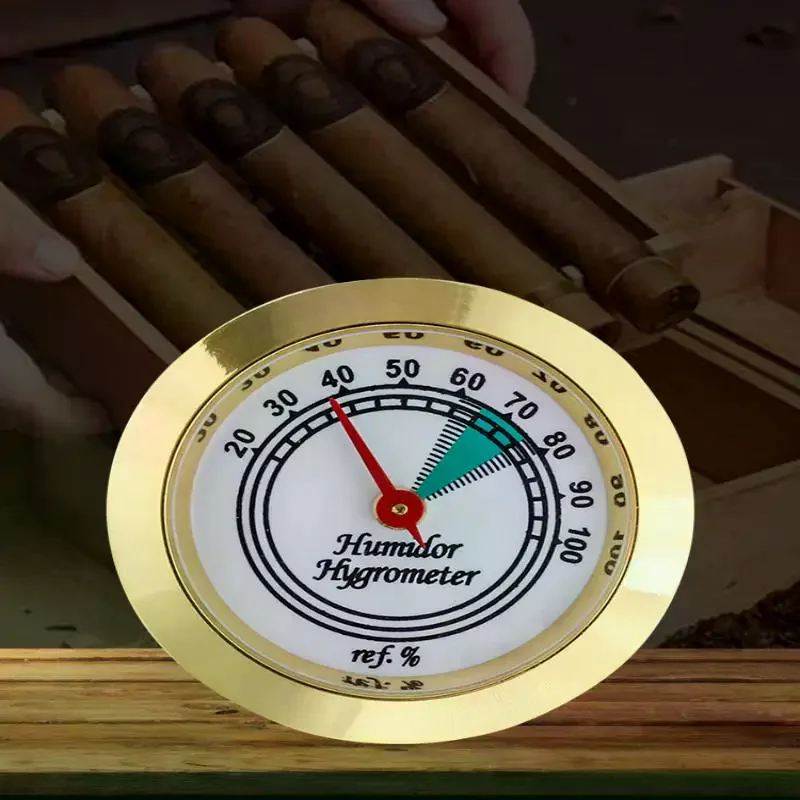 Brass Analog Hygrometer Humidity Gauge For Humidors 43mm High Accuracy Mechanical Humidity Tester Box Violin