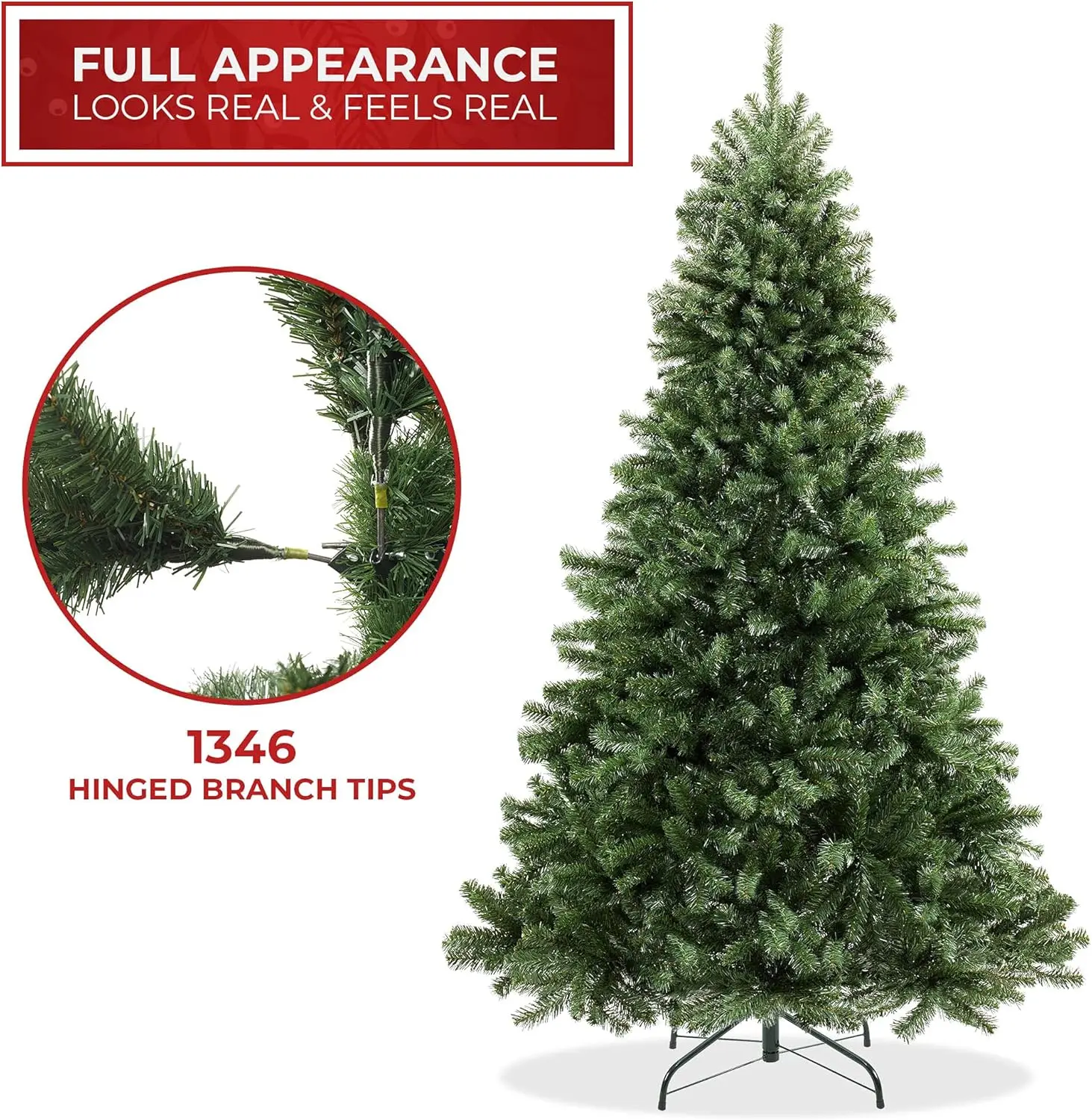 7.5FT Realistic Green Spruce Artificial Holiday Christmas Tree with Sturdy Metal Stand