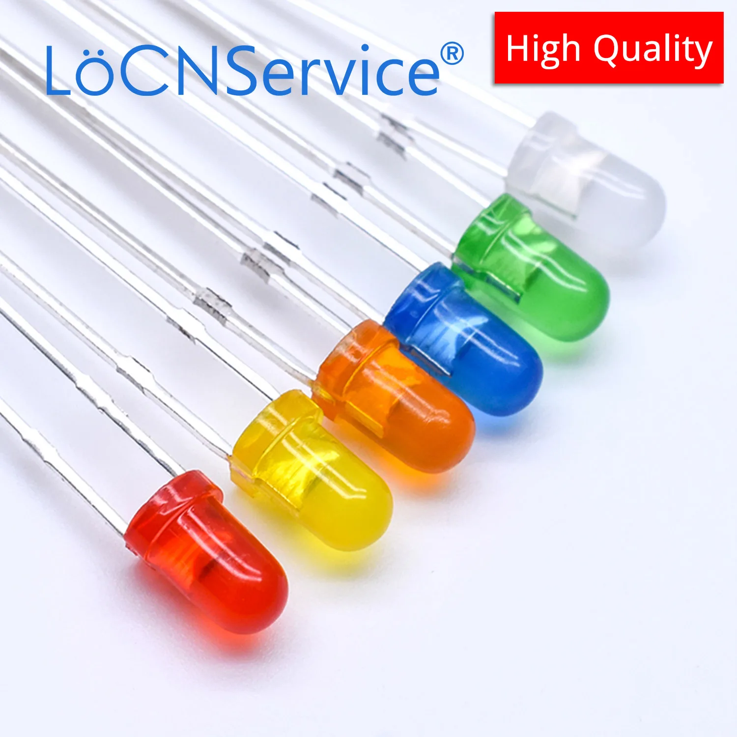 LoCNService 1000PCS 3mm F3 빨간색 파란색 녹색 노란색 주황색 DIP LED 긴 핀 25-27mm 고품질 구슬 발광 다이오드 타원형