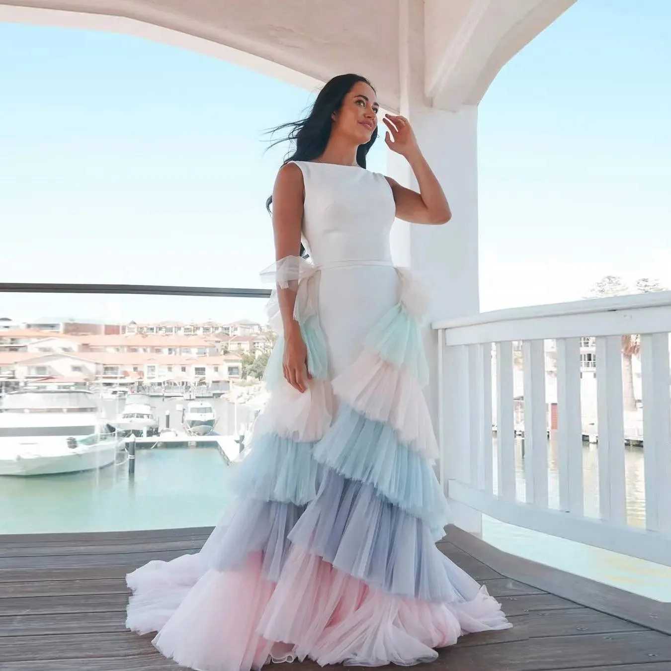 

New Design Multi Color Skirt Woman Tulle Layered Long Skirts For Party Maxi Skirts Women Custom Made