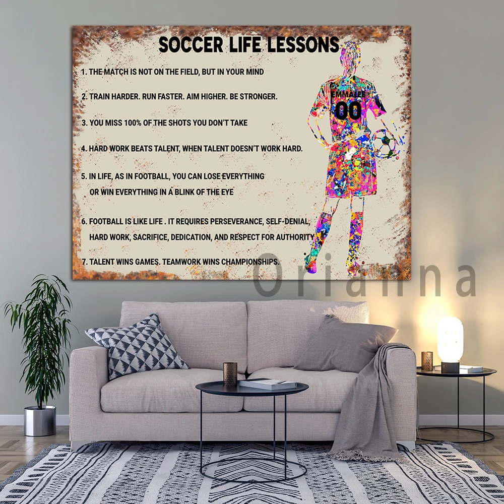 Soccer Life Lessons Girl Canvas Painting Home Decoration Hd Prints Abstract Vintage Modular Pictures Wall Artwork Poster