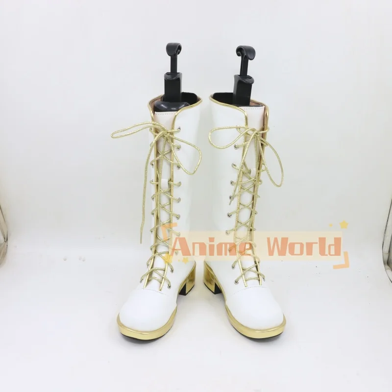 Children Boys Girl KPOP Rumi Cosplay Shoes Boots Demon Huntrix Hunters White Long Boot Women Men Halloween Carnival Party Prop