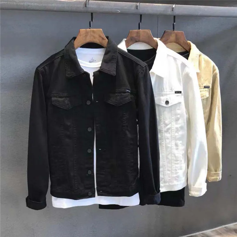 

Ретро-японская свободная повседневная мужская джинсовая куртка, однотонная рабочая одежда, весенне-осенняя верхняя одежда, молодежная модная куртка из хлопка и полиэстера