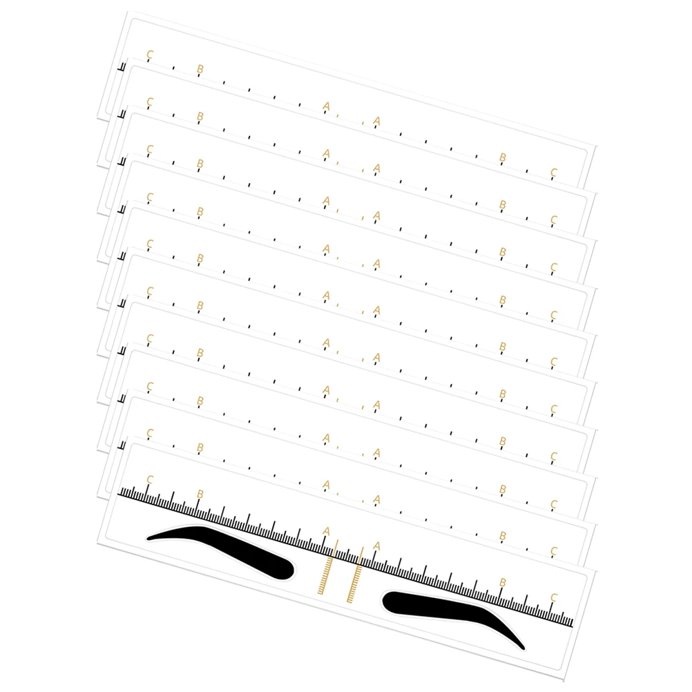 

10pcs Disposable Sticker Eyebrow Ruler Shaping Template Plastic Trimming Yellow Wide PVC Measuring Tool Stencil Symmetrical