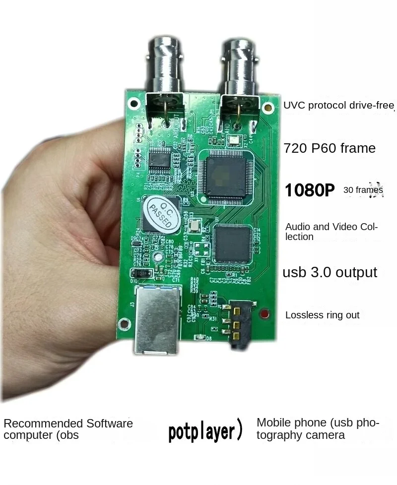 Аналоговый преобразователь AHD CVBS CVI TVI на USB, плата модуля захвата аудио-и видеосъемки, 1080P, HD, без привода с петлевым выходом