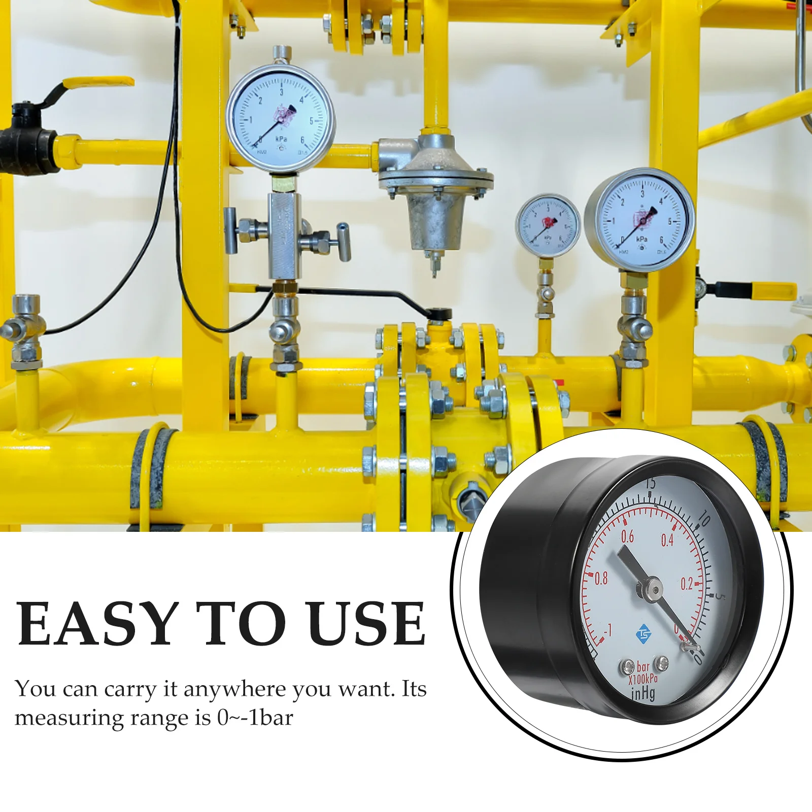 

Vacuum Pressure Gauge Mini Compact Measuring Range 0 to -1bar Durable for Air Compressor Water Oil Gas Vacuum Gauge