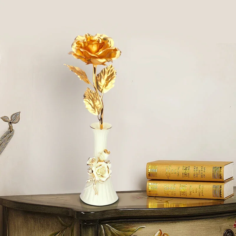 24K Gold Rose - Real Touch Gold Foil Flower for Birthday, Valentine's Day, Anniversary Gift for Her, Girlfriend, Wife