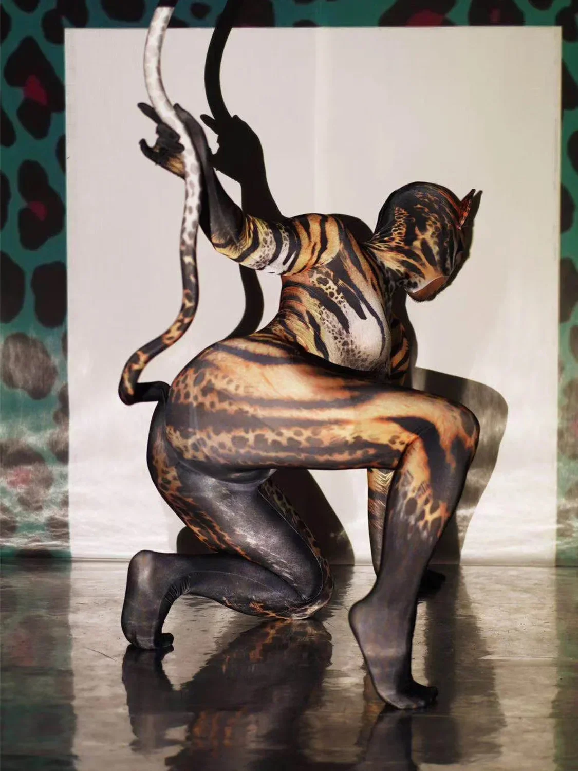 Tute elasticizzate da donna Abbigliamento di Halloween Modello cosplay di gatto Tute Corpo Manica lunga Costumi di ruolo Cerniera 2026