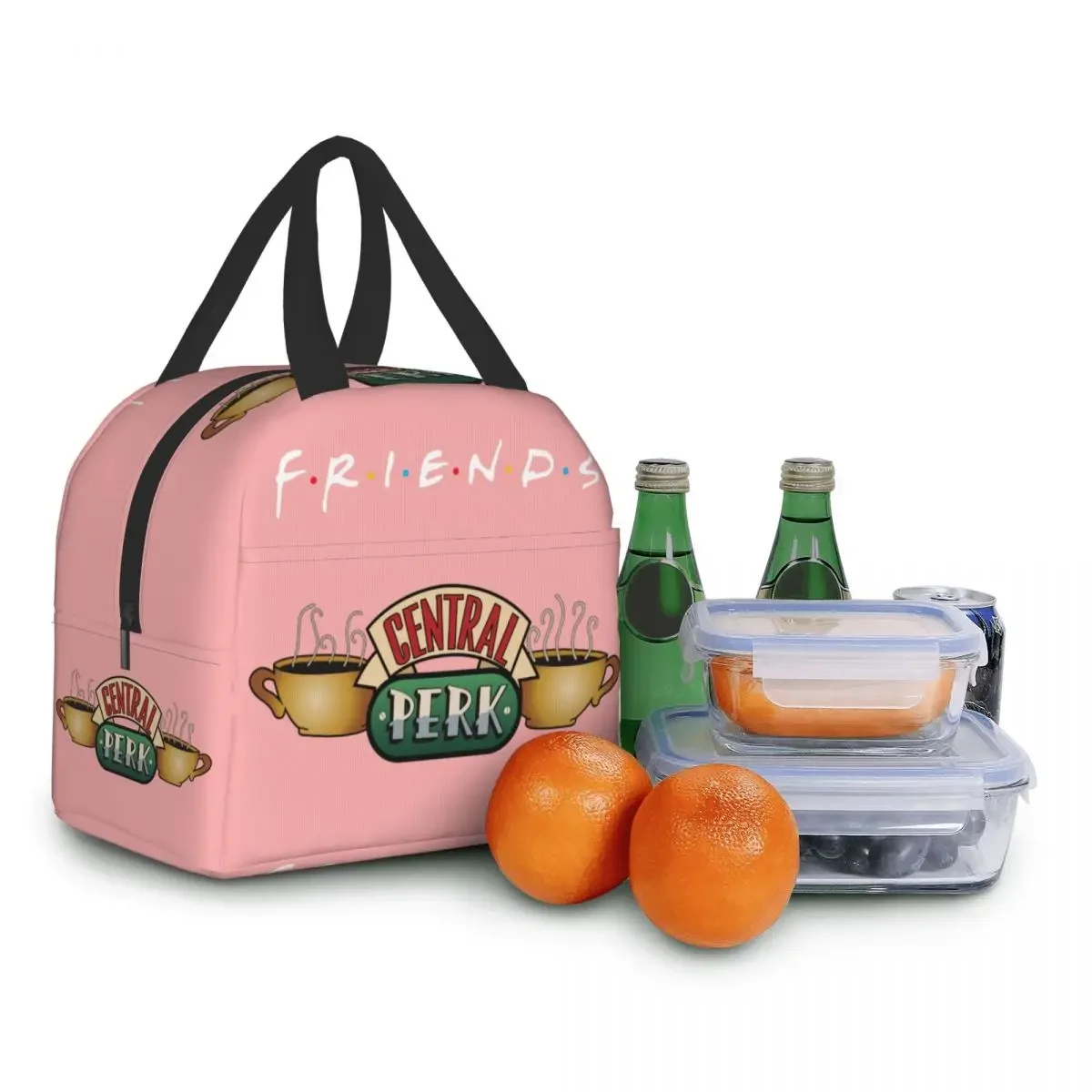 Classic TV Show Central Perk Friends Lunch Bag Cooler Insulated Lunch Box for Women Kids School Work Picnic Food Storage Bags