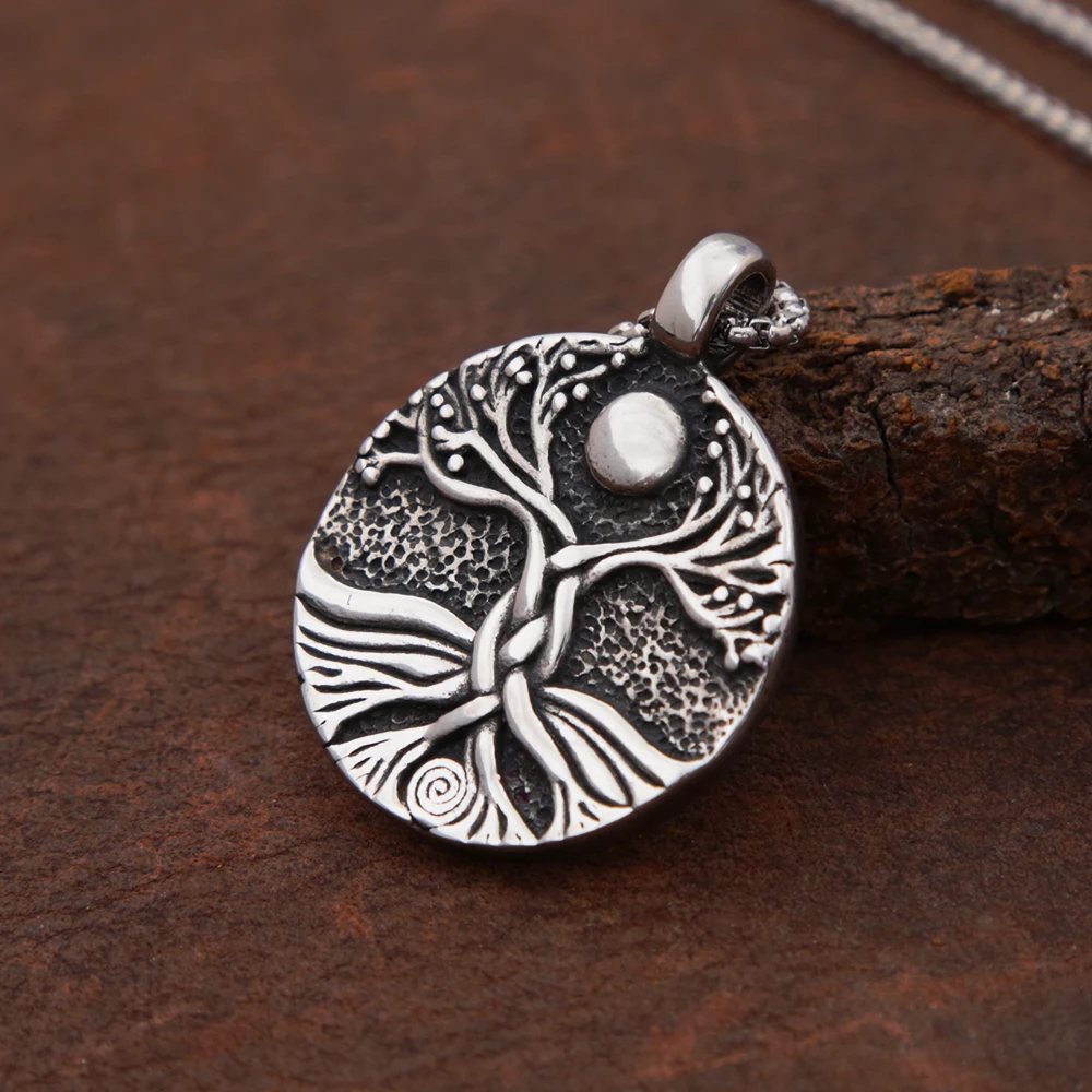 Fashion Vintage Nordic Viking Tree of Life Pendant for Men Stainless Steel Yggdrasils Necklace Amulet Jewelry Gift Wholesale