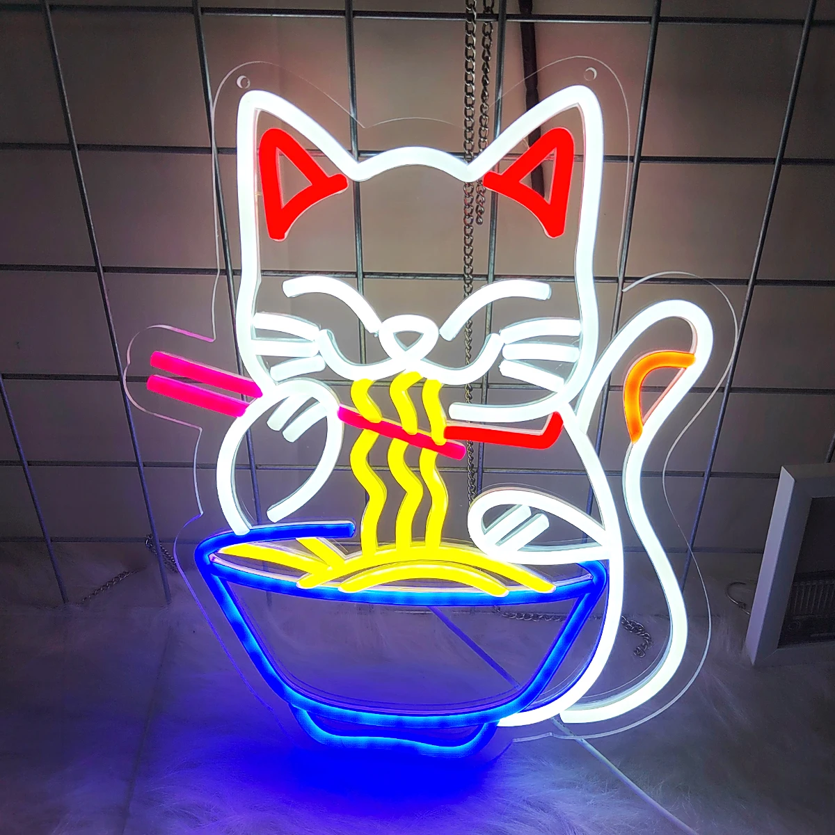 

Eat Spaghetti Cat Neon Kitchen restaurant family party birthday party led neon lamp to create the atmosphere