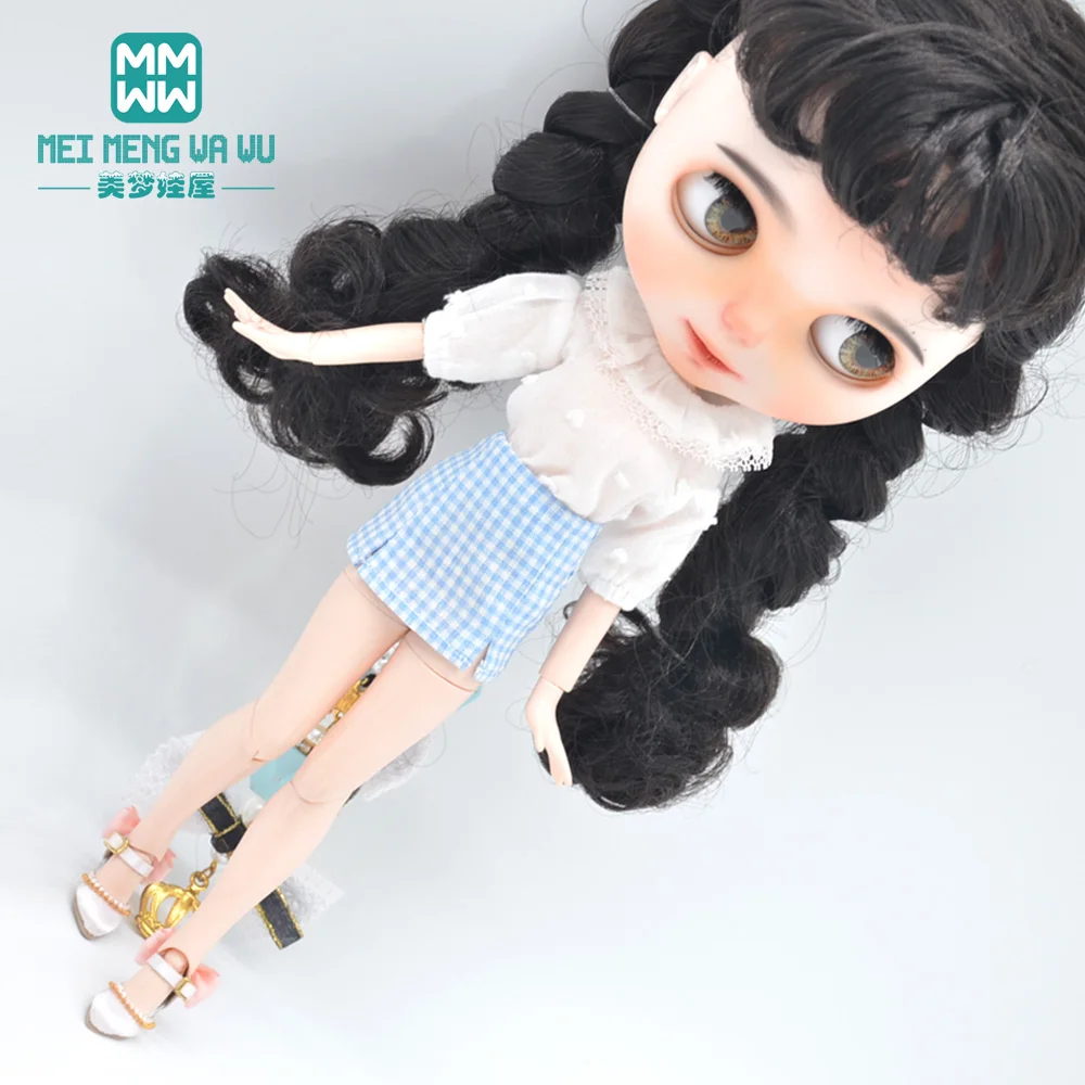 

Одежда для куклы, модная мини-юбка в клетку, подходит для 28 см Blyth OB22 OB24, аксессуары для кукол, подарок