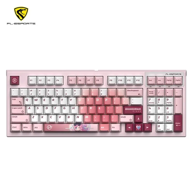 FL·ESPORTS FL980 V2 Pro Mechanical Gamer Keyboard 3Mode USB/2.4G/Bluetooth Wireless Keyboard RGB Customized Anime Keyboard Gifts