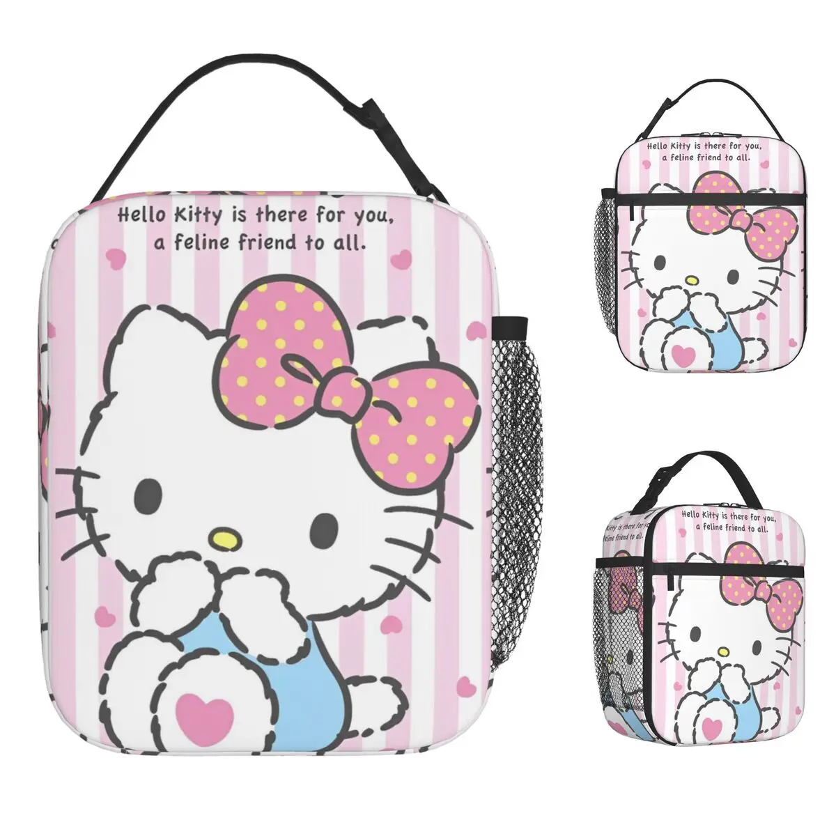 

Hello Kitty Is There For You Insulated Lunch Bags Cooler Bag Reusable Meal Container Leakproof Lunch Box Tote Food Handbags