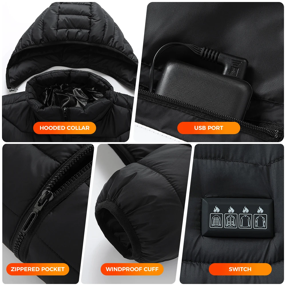 TODWARM Heated Jacket 26 Areas Winter Men\'s Women\'s Motorcycle Jacket USB Electric Heating Jacket Heated Vest Moto Thermal Cloth
